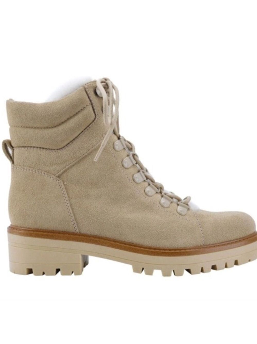 Marc Fisher Light Natural Lace Up Hiking Boots 9.5 New in Box